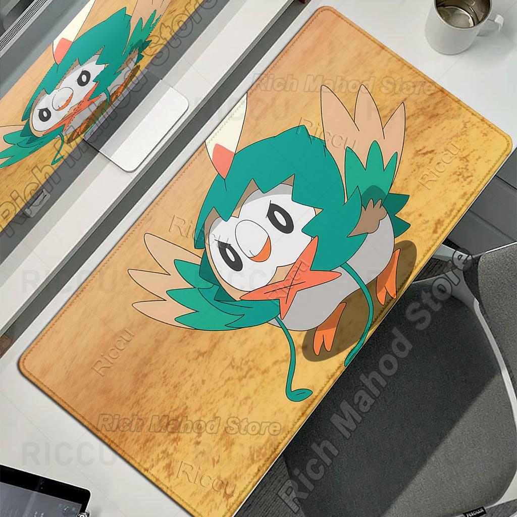 Mouse Pads Extended Gamer Anime P-Pokemon Rowlet Desk Mats Laptop Office Cabinet LockEdge Gaming Accessories Keyboard Rubber Mat