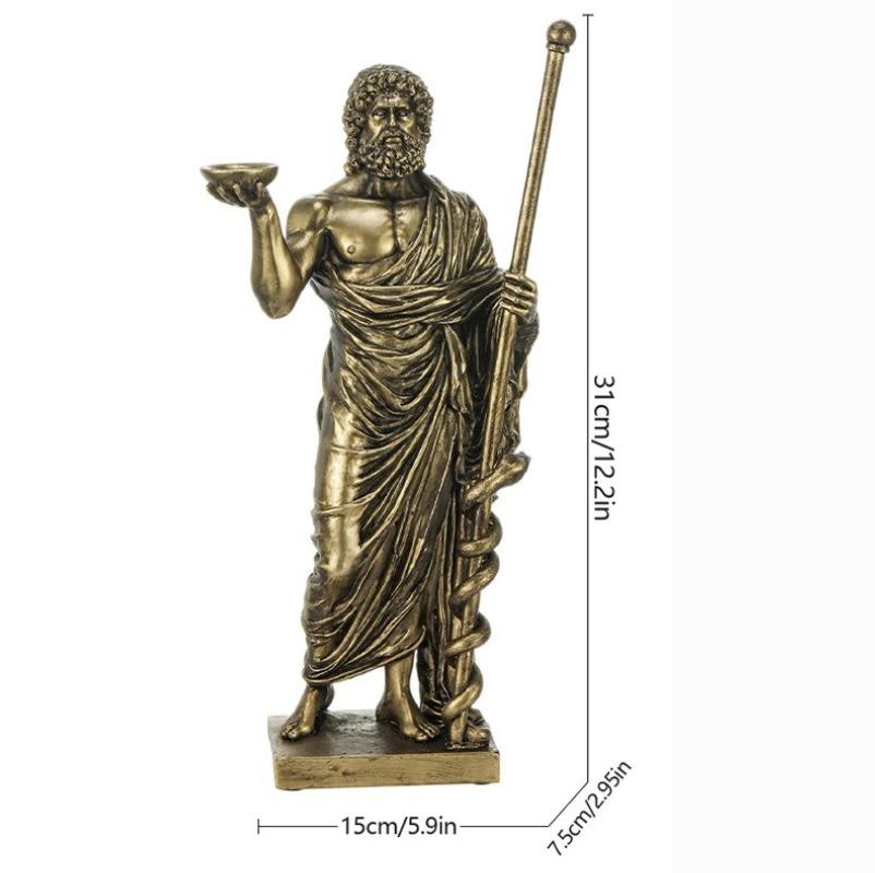 Бог Медицины Посох Асклепия Смола Статуэтка Греческая Мифология Скульптура Врача Декор Стола Клиники Подарок для Студента Медика