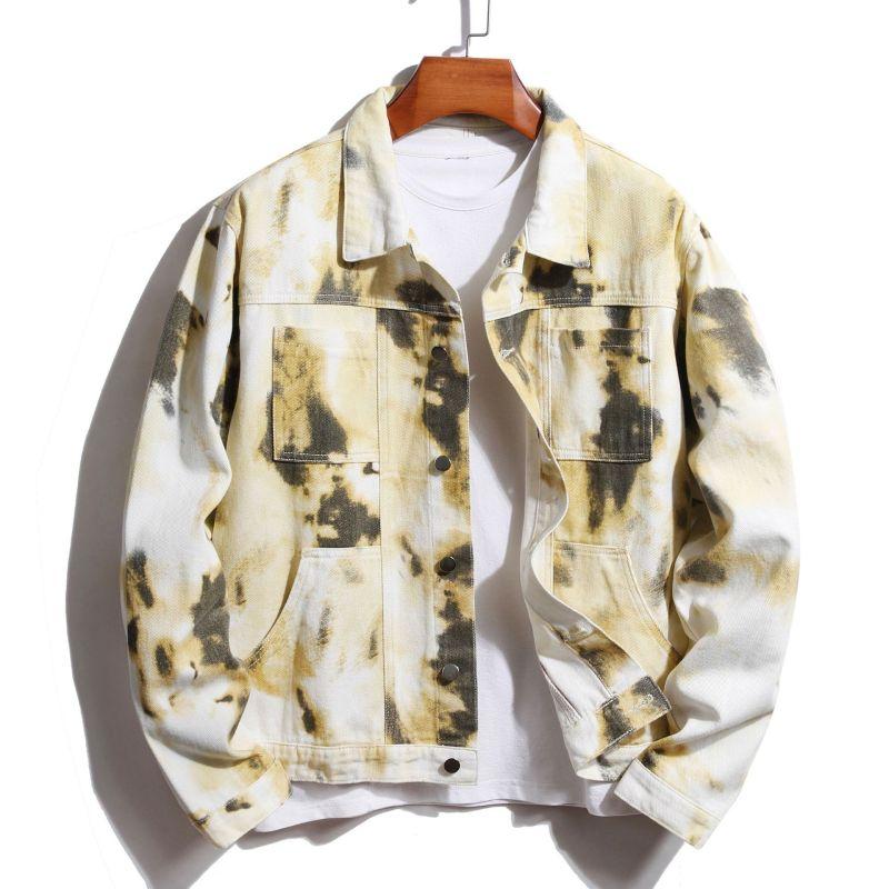 Мужская джинсовая куртка с принтом, осенне-зимняя куртка с разноцветным принтом, мужская одежда