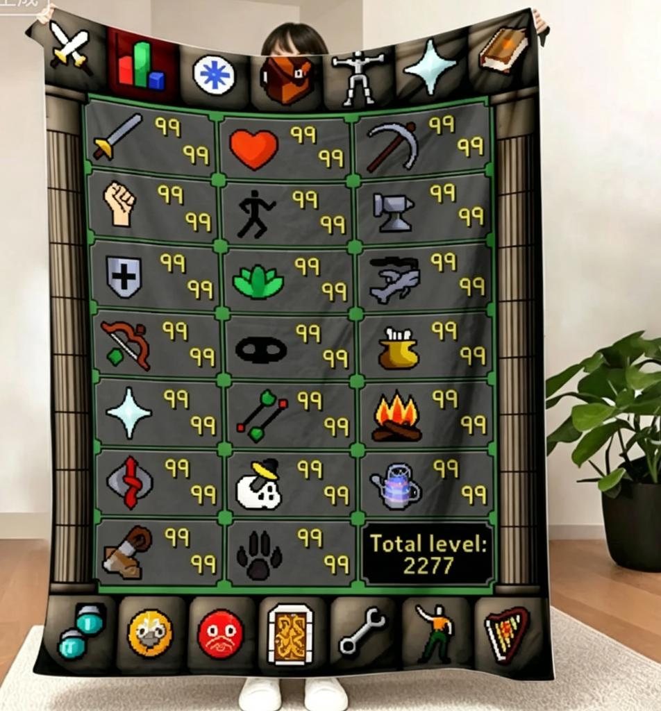 Old School Runescape OSRS Максимальный 99 Все Навыки Общий Уровень Флисовое Одеяло Мягкое Теплое Игровое Пледовое Одеяло Диван Кровать Домашний Декор Подарок