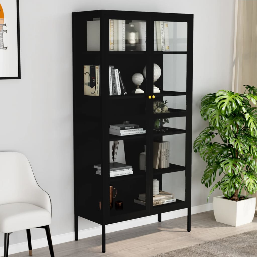 Vidaxl Витрина, Черная, 90x40x180 см, Сталь И Закаленное Стекло