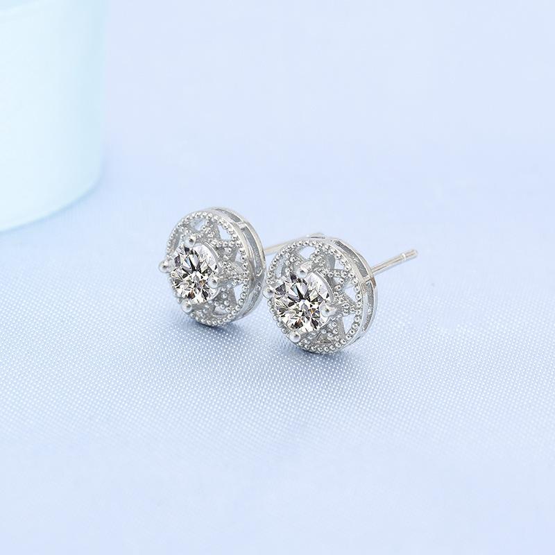 925 Sterling Silver Earrings For Women Round Zircon Earrings Sparkling Party Wedding Jewelry Gift Accessories