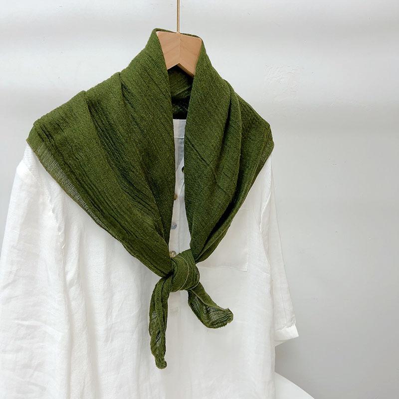 Clearance Welfare Retro Linen Square Scarf Literary And Versatile Women'S Summer Neck Protection Cotton And Linen Small Silk Scarf Scarf Printed Model