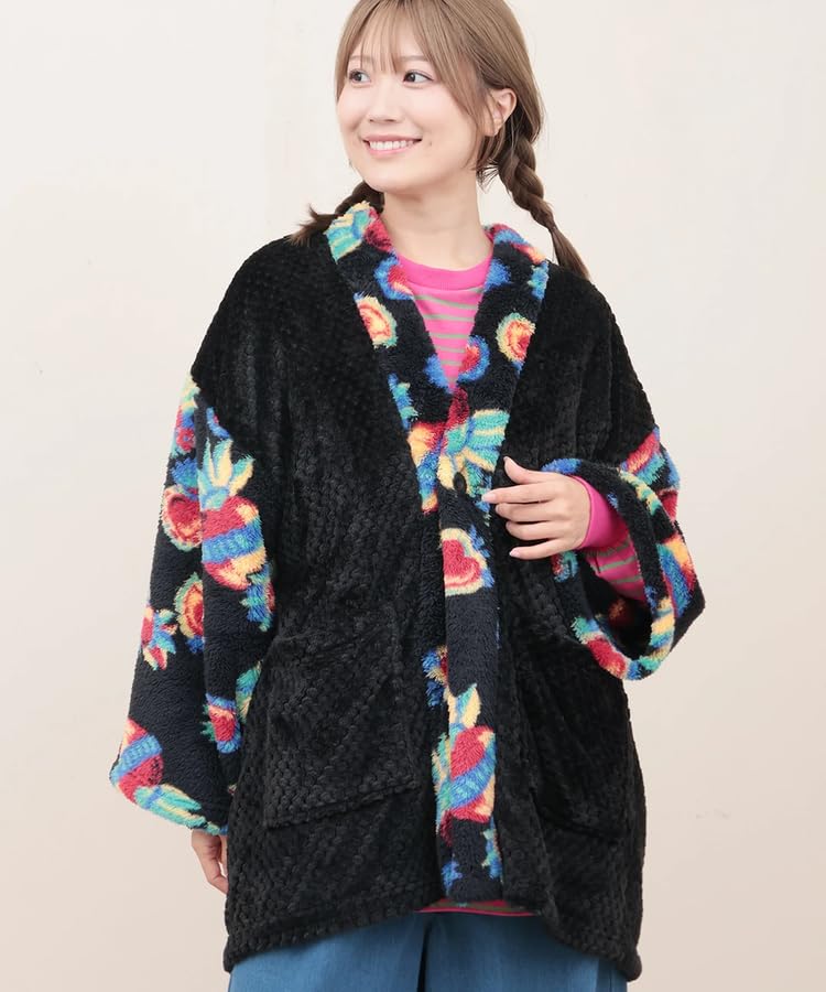 Женский длинный теплый халат-пальто Titicaca Siesta Hanten с мехом боа, один размер, черный, ZOWCB2304