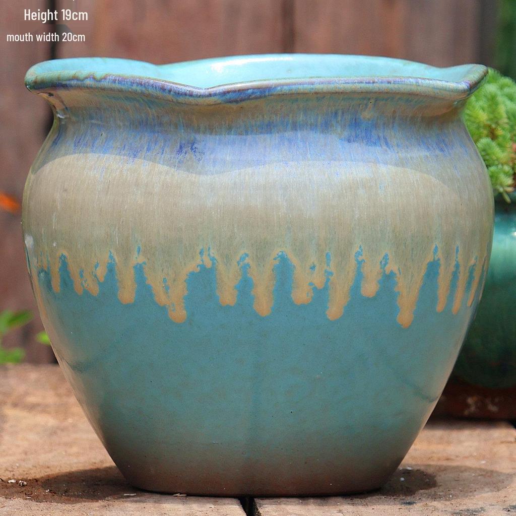 Large Ceramic Terracotta Flower Pot for Balcony and Living Room - Ideal for Succulents, Orchids, Green Radish, and Plants