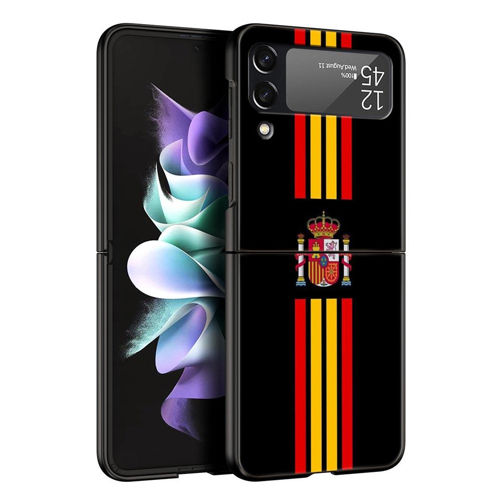 Чехол для телефона Samsung Galaxy Z Flip 3 4 5 6 7 Складной Черный корпус Для Samsung Z Flip4 Flip5 ПК Жесткая крышка Флаг Испании