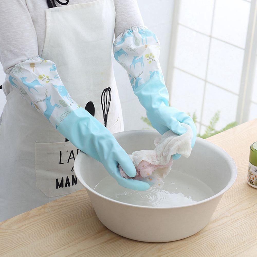 Durable Household Cleaning Plush Elastic Band Kitchen Accessories Dishwashing Tools Sleeve Gloves AVE