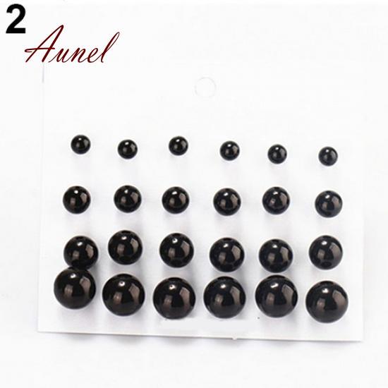 12 Pairs Party Ear Studs Faux Pearl Round Earrings