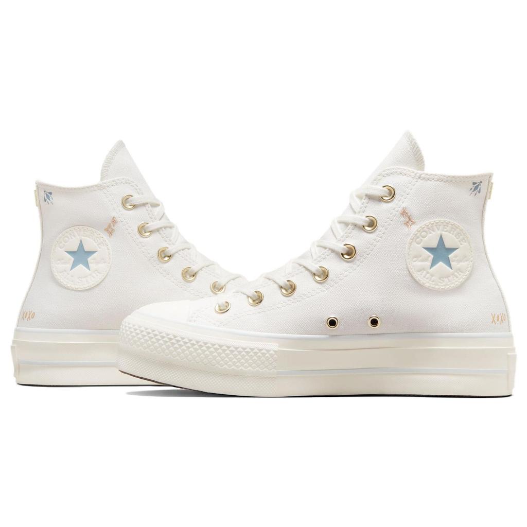 Converse Chuck Taylor All Star Lift Platform Высокие маленькие татуировки Женские кроссовки Кремовые винтажные белые коконово-синие A07135C