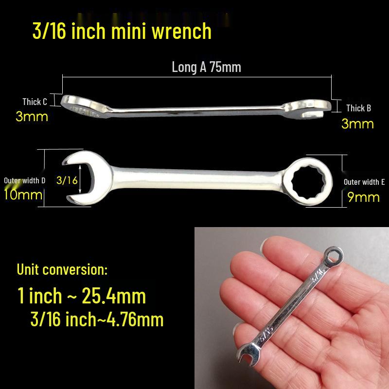 Мини Набор Метрических и Дюймовых Гаечных Ключей 4-11 мм Накидные/Рожковые
