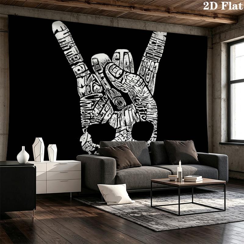 Rock hand sign Hippie music Pattern Home Decor Tapestry, Wall Hanging, Decorative RV Wall Cloth.ZGT0914424