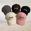 Winter Baseball Plush Cap With Embroidered Butterfly Bow Design For Wear Daily