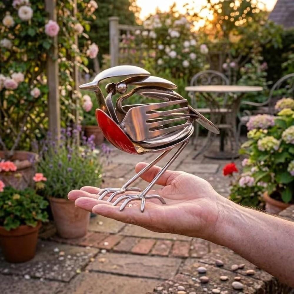 Eco-friendly Scrap Metal Bird Statue Handmade Recycled Bird Ornament Desk Decor