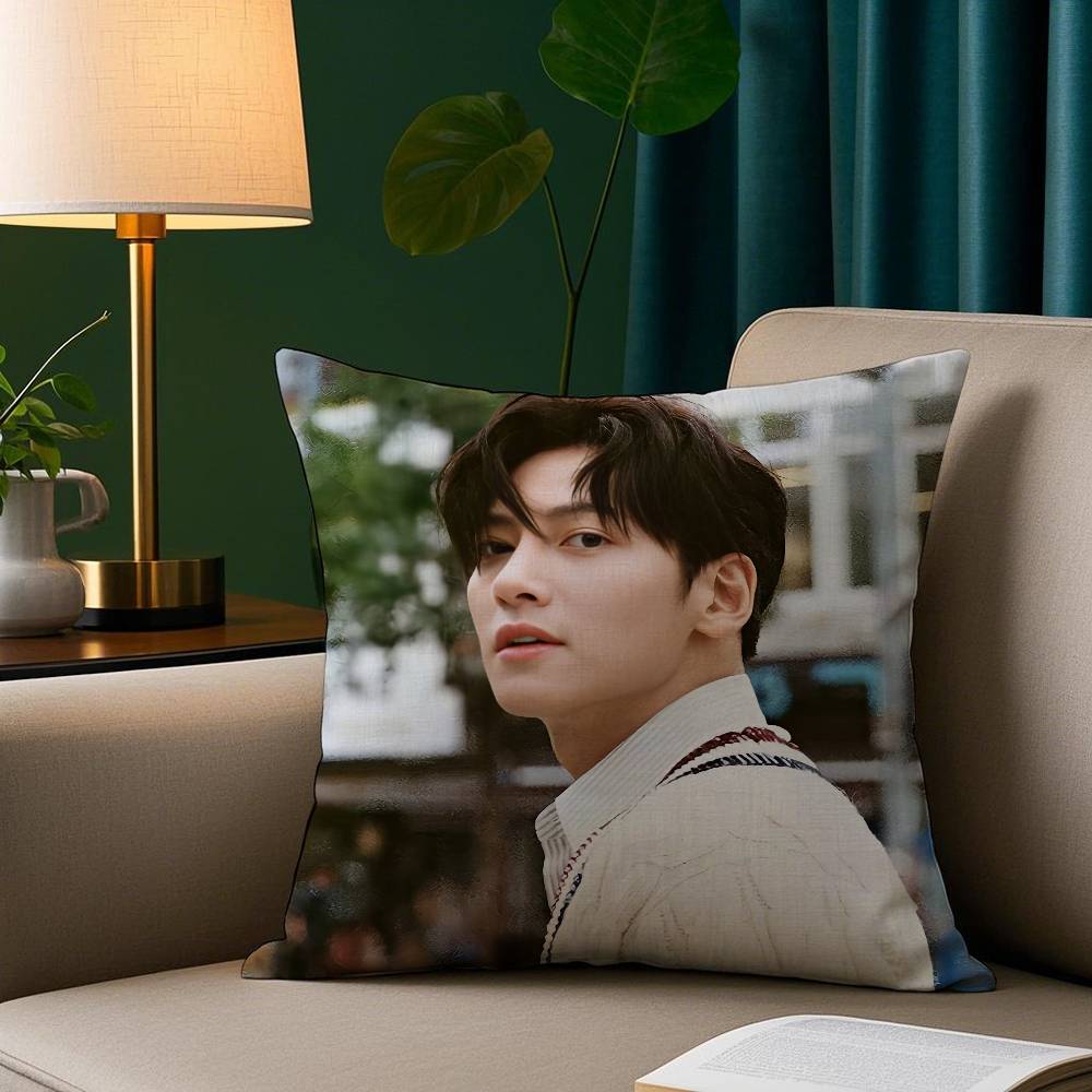 Чехол на подушку в стиле K-pop Ji Chang W-Wook, короткий плюш, печать, квадратные чехлы на декоративные подушки, диван, домашний декор