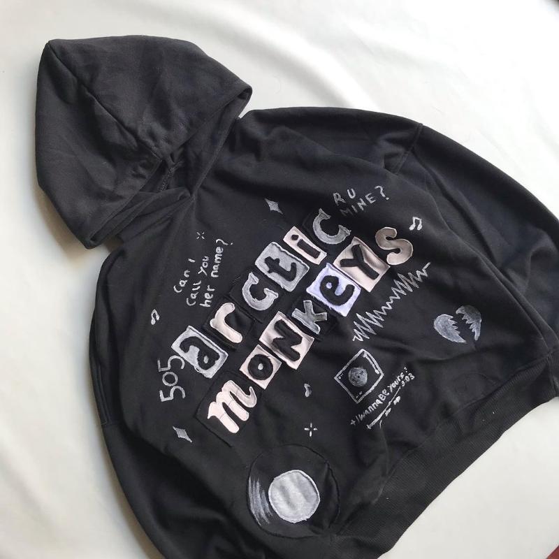 Y2K Spring Street Trend Patch Printed Hoodie Свободный пуловер Мужской и женский свитер