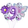 Purple And Pink Butterfly Balloon Set, Chrysanthemum Aluminum Film Confetti Balloon, Baby Rain Party Arrangement