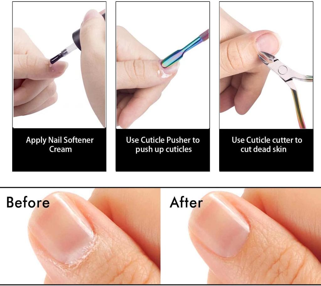 RONAVO Cuticle Professional Stainless Steel Cuticle Scissors for and Includes Cuticle Pusher Trimmer, Manicure, Pedicure, Fingernails,