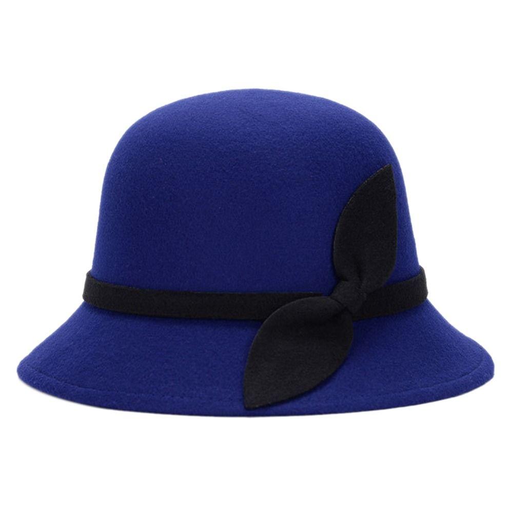 Винтажная шляпа с бантом из шерстяного фетра, повседневная шляпа-тазик, фетровая кепка, кепка-ведро, шляпы-котелки, купольная шляпа