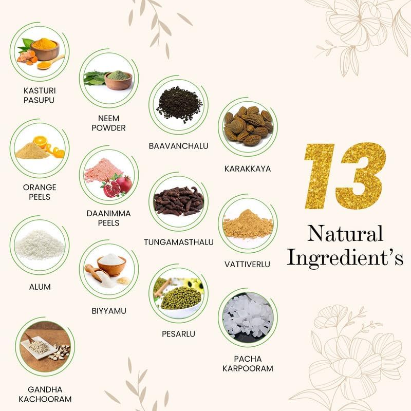 Drontika Bioleaf Botanicals Sunnipindi Травяной Nalangu Maavu УБТАН Порошок для ванны для кожи (200 грамм), 3-в-1 Убтан Скраб для тела | Маска для лица | Маска