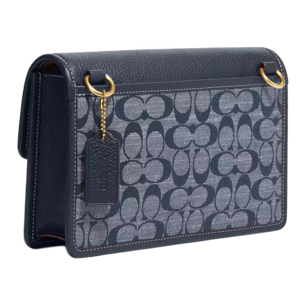 COACH Turner Mulberry Silk Plain Weave Fabric Crossbody Bags Medium Men's Denim Blue (Unisex) Crossbody Bags CH828 B4DE
