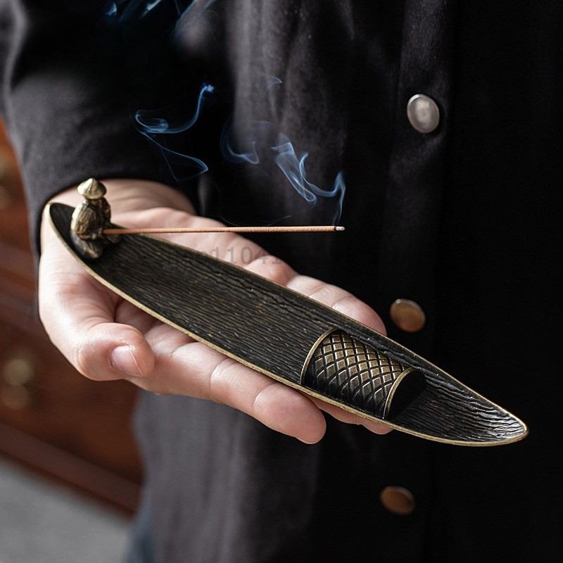 Креативная подставка для благовоний Ароматерапевтическое украшение Подставка для благовоний Лодка Старики рыбачат Японский стиль Подставка для аромапалочек Домашний декор