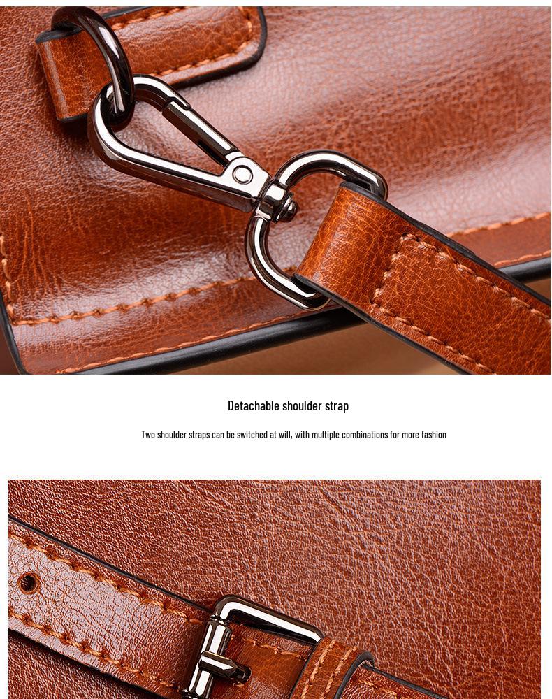 Spring 2025 Women's Leather Crossbody Shoulder Bag - Genuine Cowhide Casual Handbag for Ladies