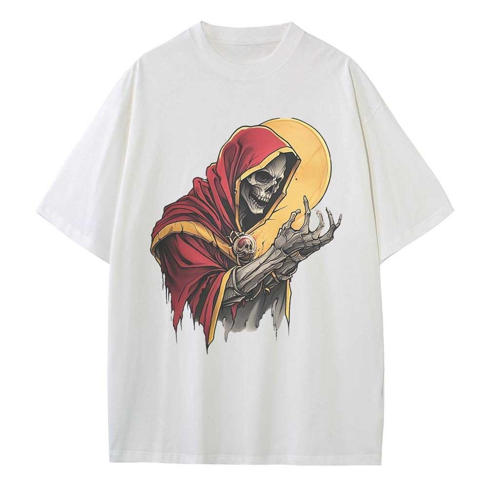 Heavy Cotton Baggy T Shirt Evil Wizard Graphic Tees Dropped Shoulder Vintage Unisex Tops Oversize T Shirts Breathable Print