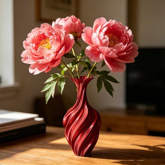 3D Printed Flower Vase, Silk-Like Elegant Vase, Twisted Minimalist Flower Arrangement Holders, Nordic Style Coffee Table & Shelf Office Decor
