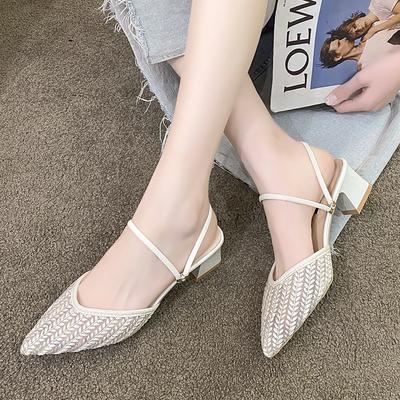 Мода 2025 Новые женские туфли-лодочки с закрытым носком на высоком каблуке Весна Лето Двусторонние с острым носком Повседневные полушлепанцы Модные сандалии