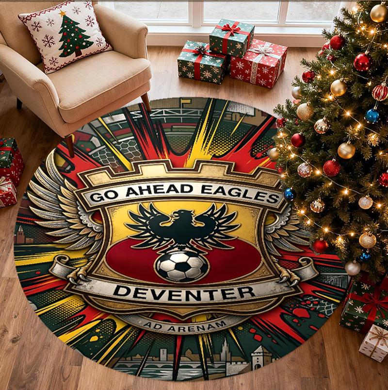 Go Ahead Eagles Pattern Round Rug, Indoor/Outdoor Mat, for Picnic, Gameroom, Bedroom, Office, Living Room, Home Decor Carpet, Birthday Gift