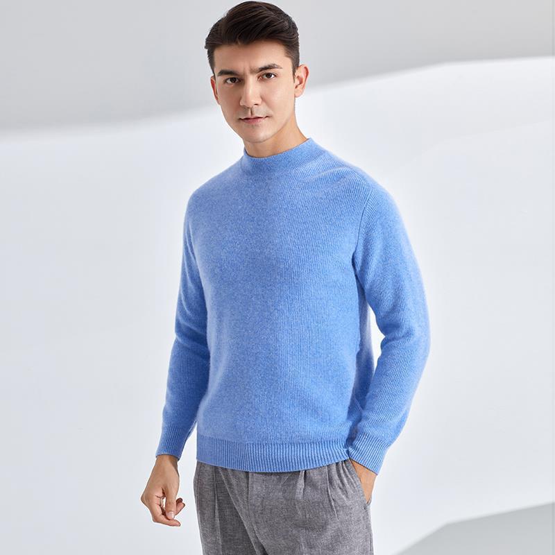 Мужской кашемировый свитер свободного кроя с полувысоким воротником на осень/зиму - деловой повседневный стиль
