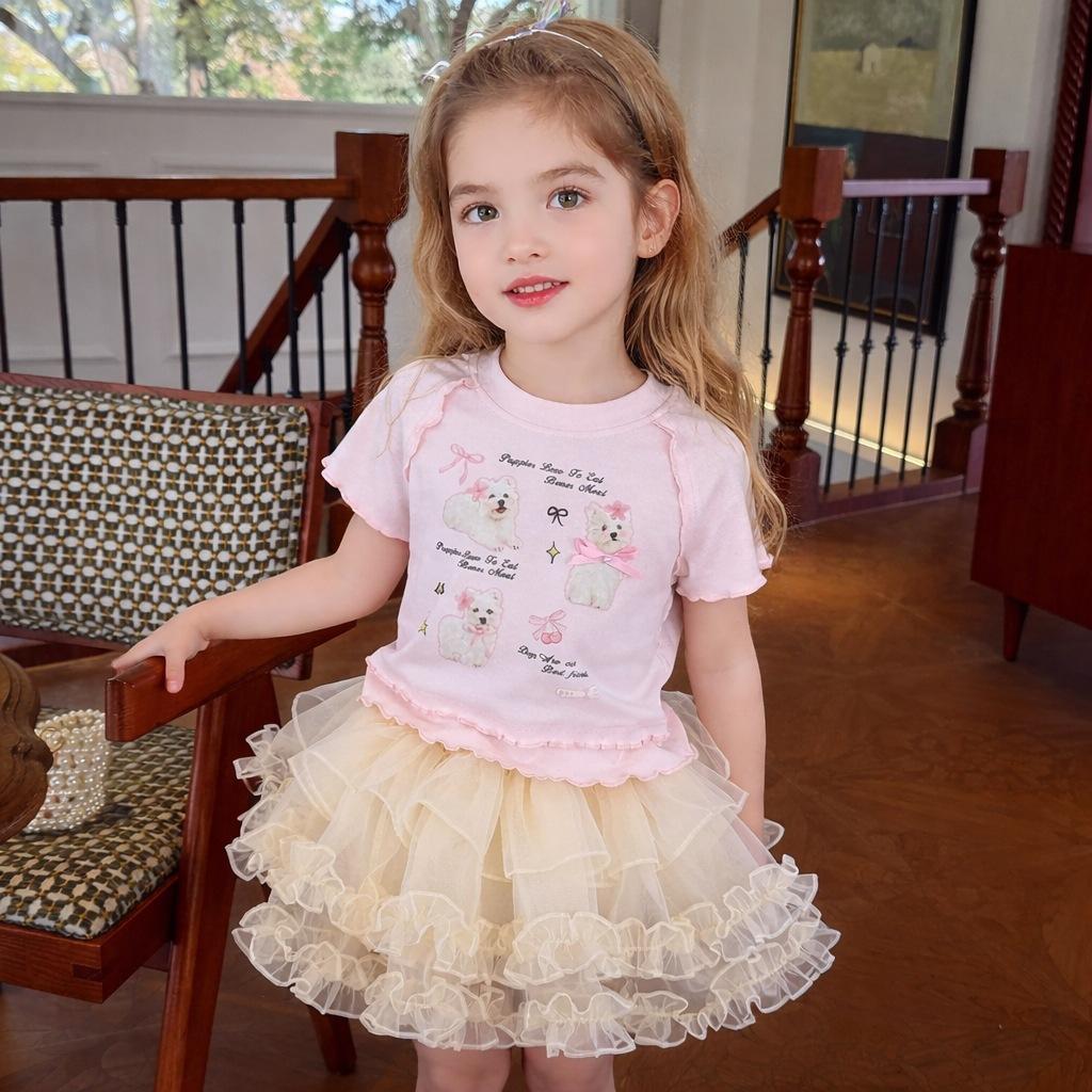 Girls Summer Lightweight Cartoon Short Sleeve T Shirt Cute Princess Top