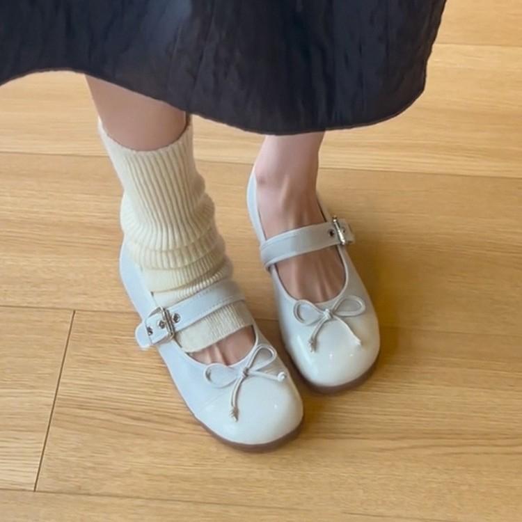 Туфли Мэри Джейн с французским бантом и мелким горлом для детей 2025 года, новые красные туфли на плоской подошве, одинарные туфли