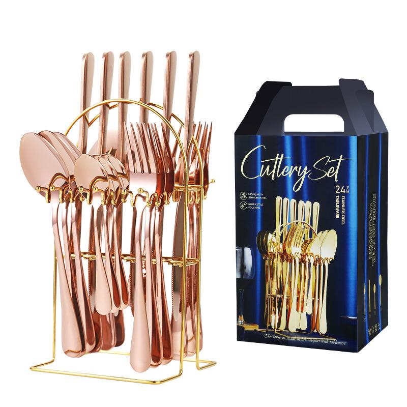 24 Pieces Luxury Tableware Cutlery Set Stainless Steel Tableware Set Gold Tableware Set Knife Fork Spoon Dishwasher Tableware