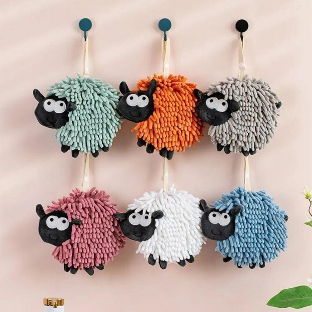 Шенилловое полотенце для рук Мягкое кухонное полотенце Товары для дома Мультяшная овечка Подвесное полотенце Ванная комната