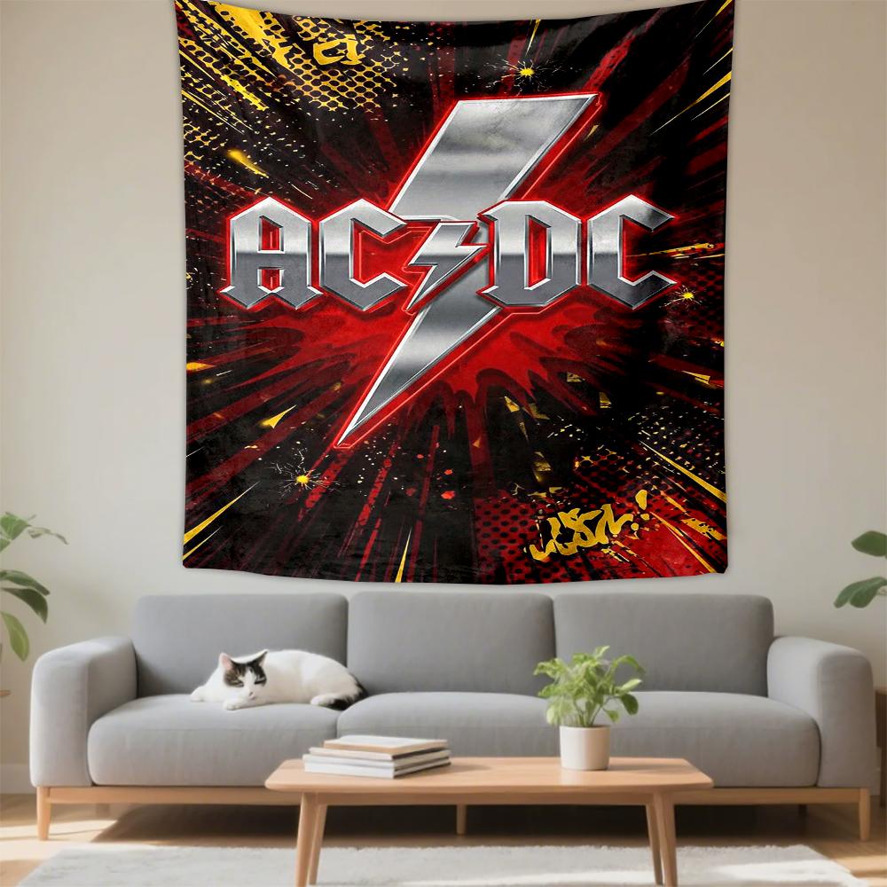AC/DC Logo with Thunderbolt Design Patterned tapestry for bedroom and living room home decor