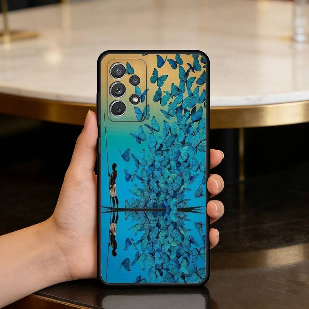 S-Сюрреалистичный F-Фигура A-Искусство Чехол для Телефона Для Samsung Galaxy A73,A72,A71,A70,A53,A52,A51,Мягкий Силикон Черный Чехол