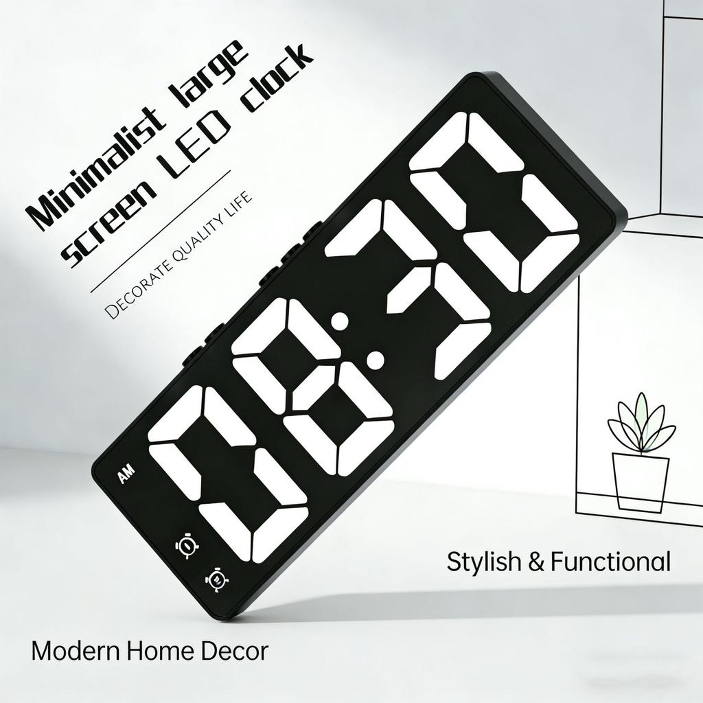 Mute Electronic Table Clock, Voice Activated Dual Alarm Clock, 12/24 Hour & Temperature Display for Student Use
