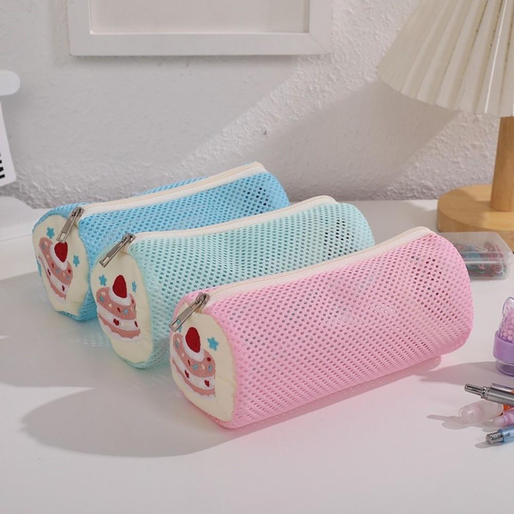 Cake Embroidery Pencil Case Mesh Stationery Bag Korean Style Pencil Pouch  Gift
