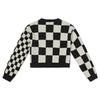 Vans Checkerboard Logo Embroidered Short Button Long Sleeve Sweater Women Sweater Black White VN00042MBLK