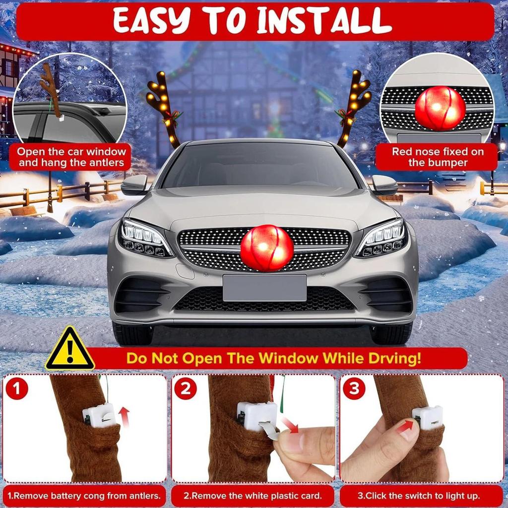 Рождественские рога для автомобиля со светодиодами, милые праздничные украшения с носом и бубенчиками, Рождественское украшение для автомобиля для путешествий, на каждый день, особенное