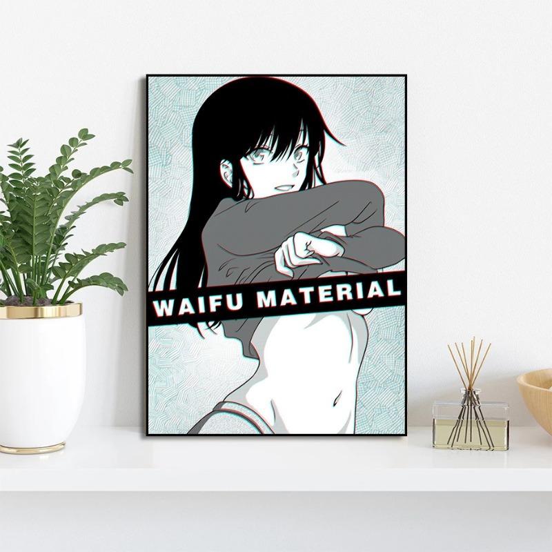 Sexy Girl Waifu Material Anime Series Poster Print Canvas Art Pictures Home for Bedroom Wall Modern Decor Frameless Painting