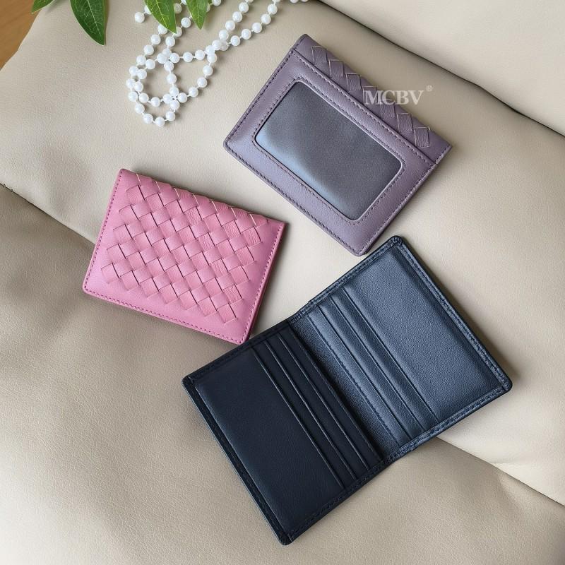 Slim Genuine Leather Card Holder ID License With Handwoven Design Unisex Minimalist Wallet