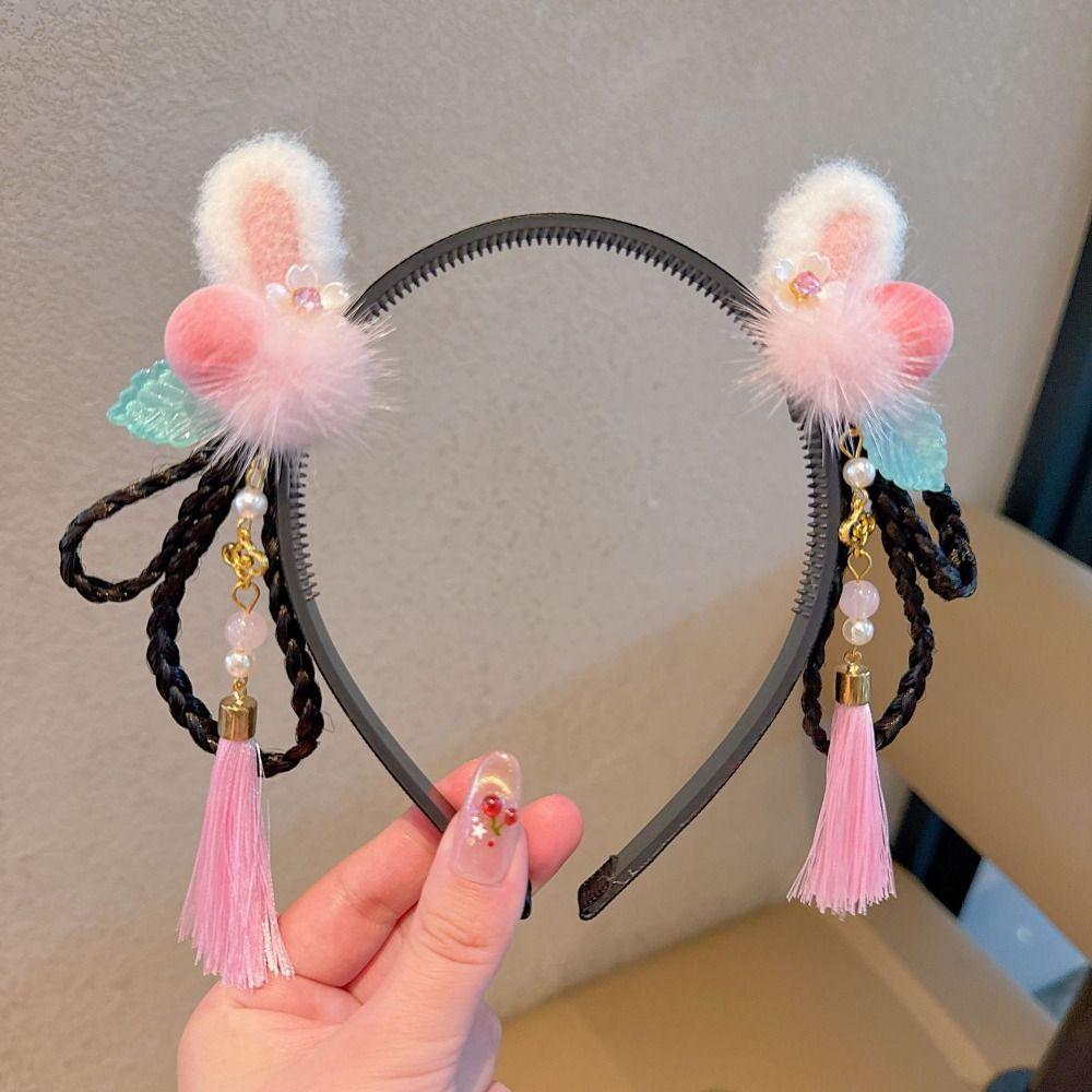 Tassel Chinese New Year Headwear Butterfly Ancient Style Red Hairband Children Wig Headband  Daily