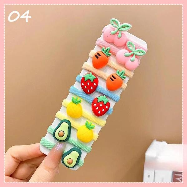 10pcs Children Cute High Elastic Headband Hair Accessories Little Girl Candy Color Trendy Hair Circle Headband