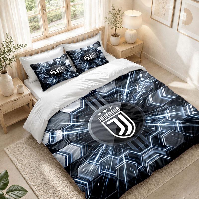 Bedding Set 1 Duvet Cover 2 Pillowcases Juventus FC Print Bedroom Home Decoration