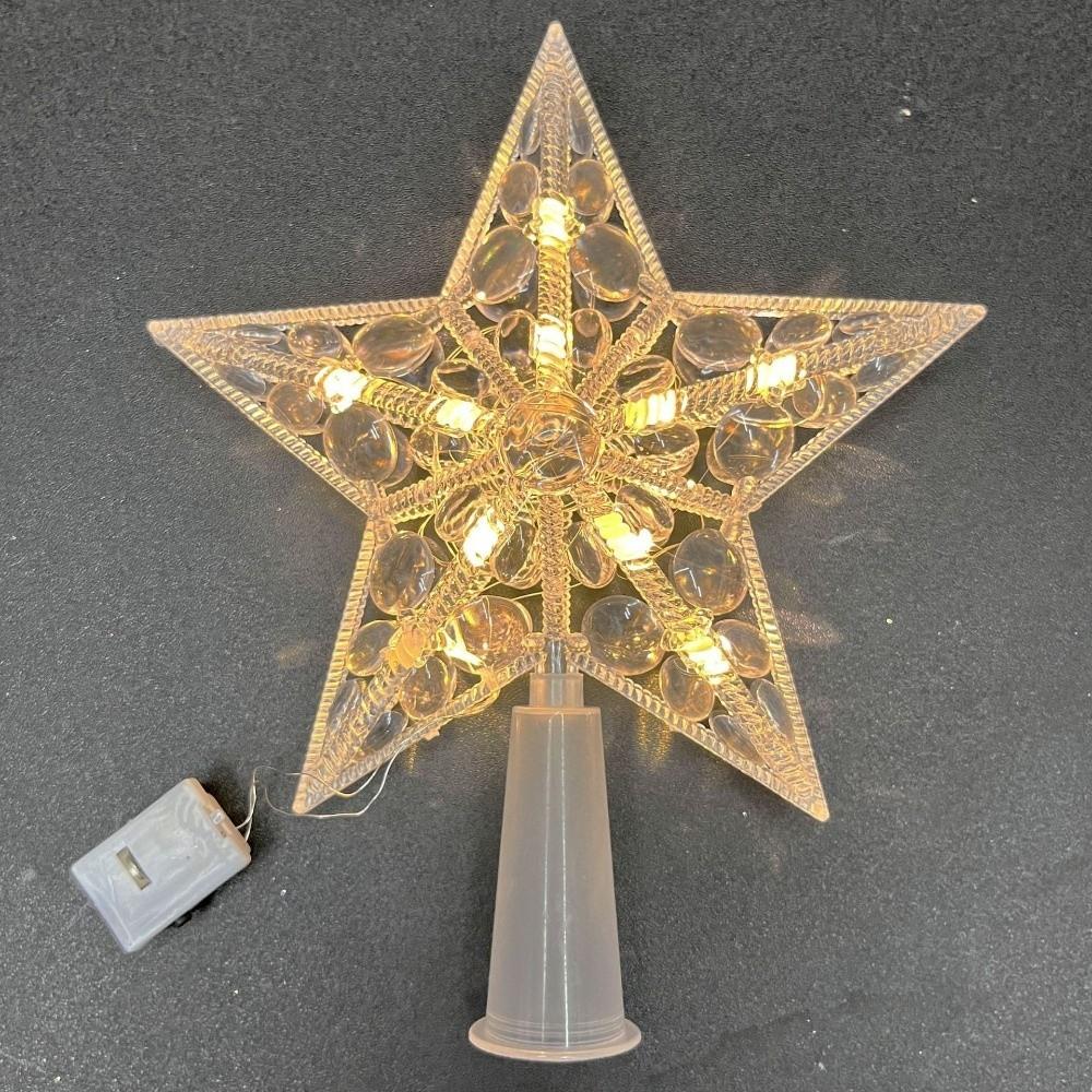 Lighted Star Christmas Tree Ornament Plastic Light Up Props Creative Christmas Tree Topper