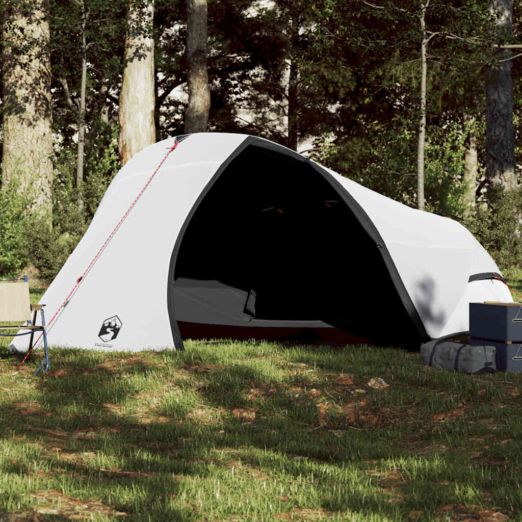 Dome Camping Tent for 4 Persons White Darkening Waterproof
