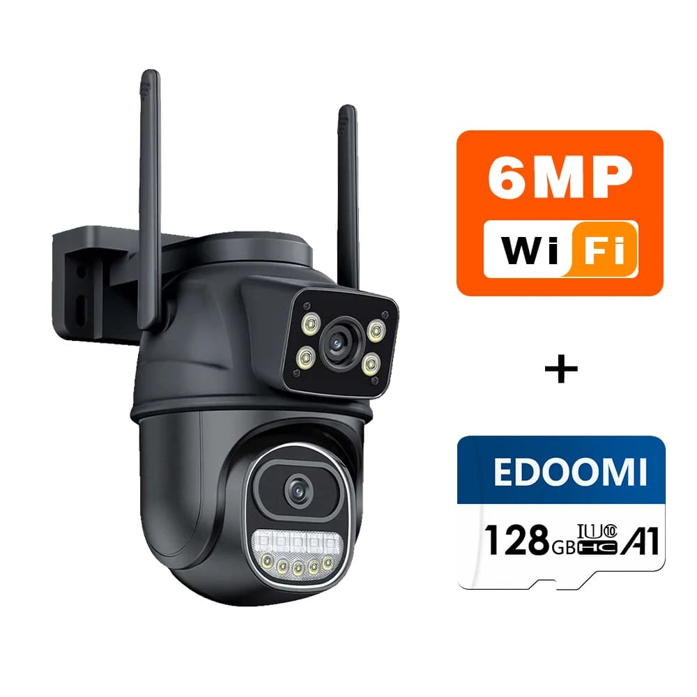 Новая 12-мегапиксельная Wi-Fi камера европейского стандарта Icsee, уличная, 6 МП, три объектива, двойной экран, 8-кратный зум, видеокамера видеонаблюдения, автоматическое отслеживание, безопасность, защита, наблюдение