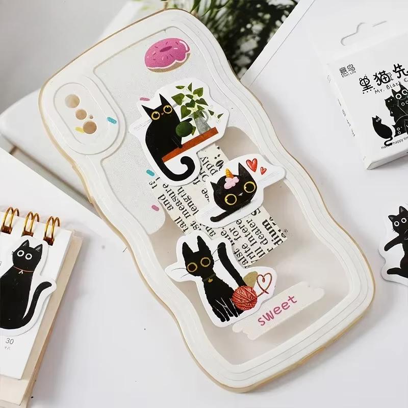 Наклейки Kawaii Black Cat Предметы Украшения DIY Наклейки Справочники В Коробке Милые Наклейки Корейские Канцелярские Товары